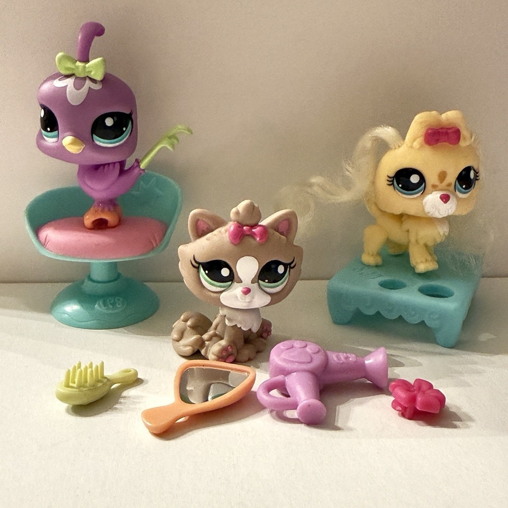 LPS Barrettes & Bows Salon #2638 #2639 #2640 Authentic Hasbro Pet Shop Set